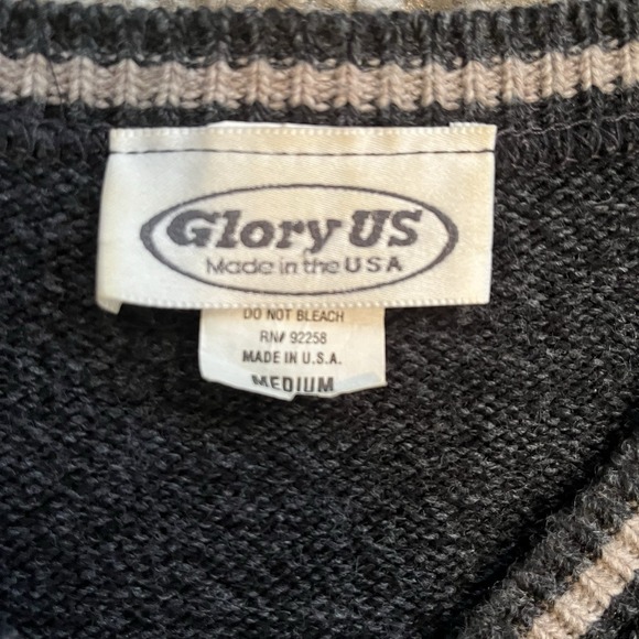 VTG Glory US Women's M Cropped Sweater Gray Rugby Stripe Retro 80's Preppy USA - Picture 3 of 8